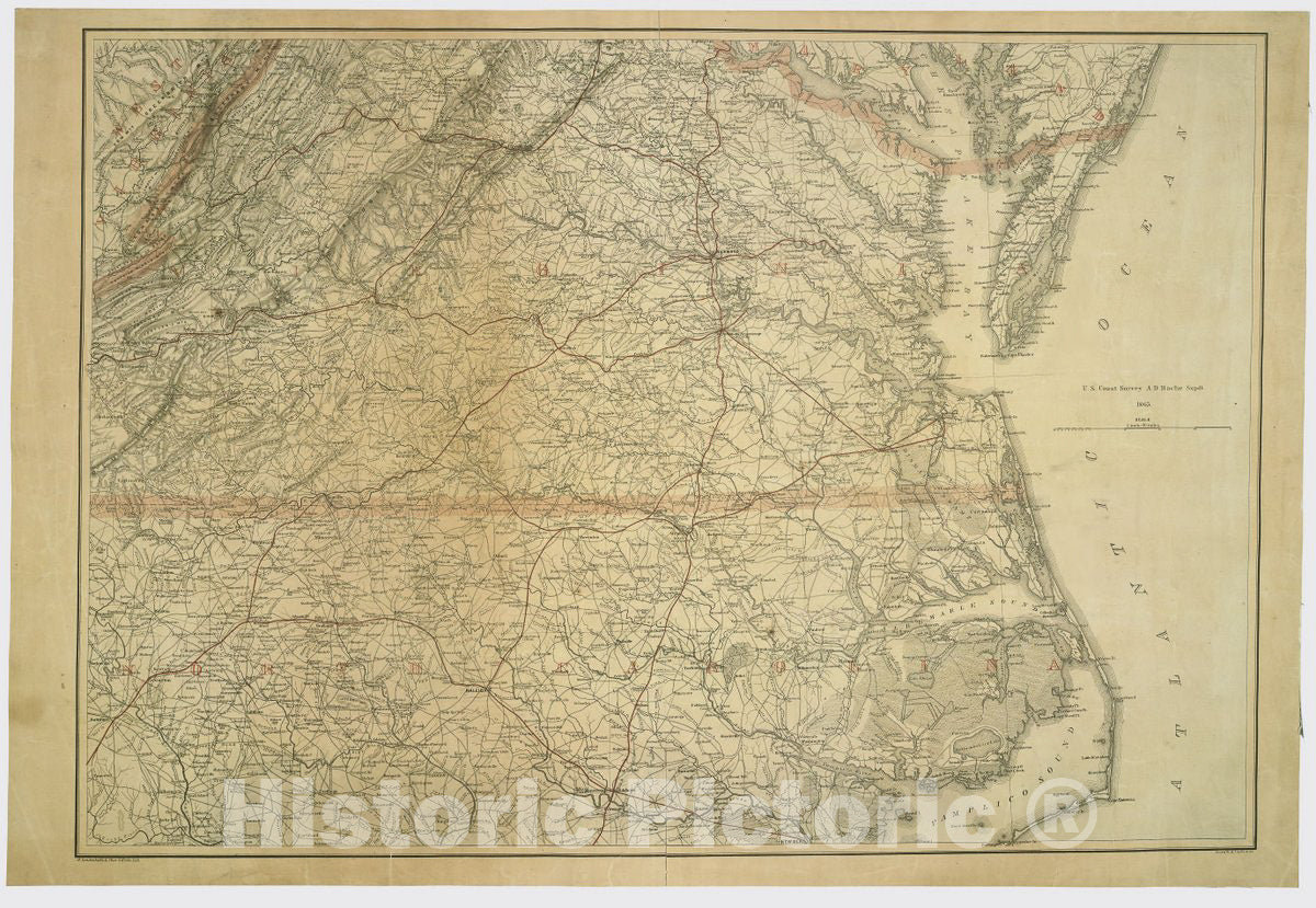 Historic 1865 Map - Southern Virginia and Northern North Carolina 2