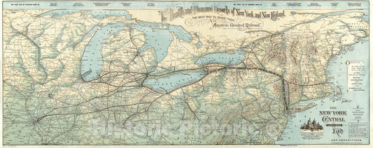 Historic 1893 Map - The New York Central & Hudson River R.R. and Connections.
