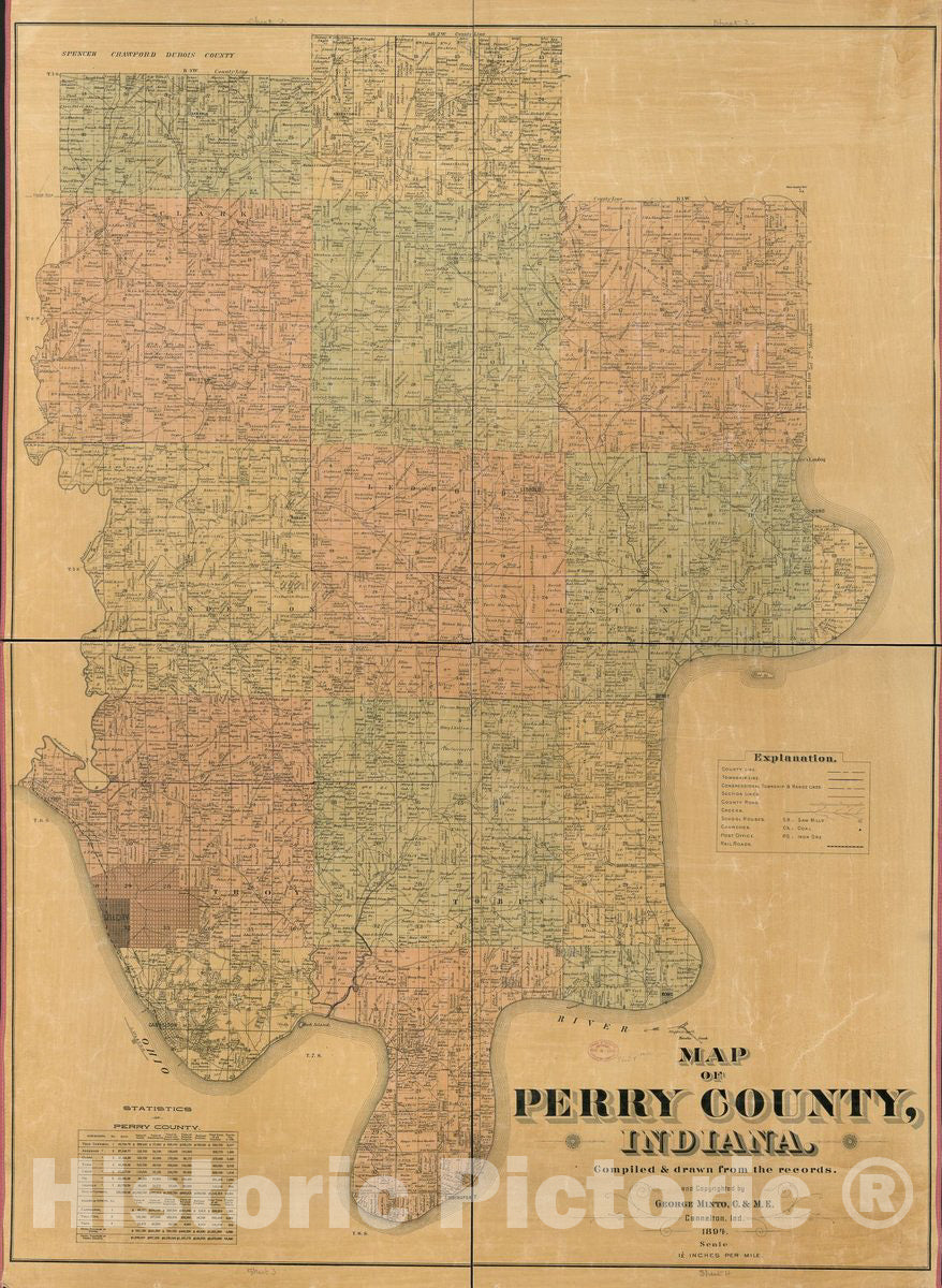 Historic 1894 Map - Map of Perry County, Indiana