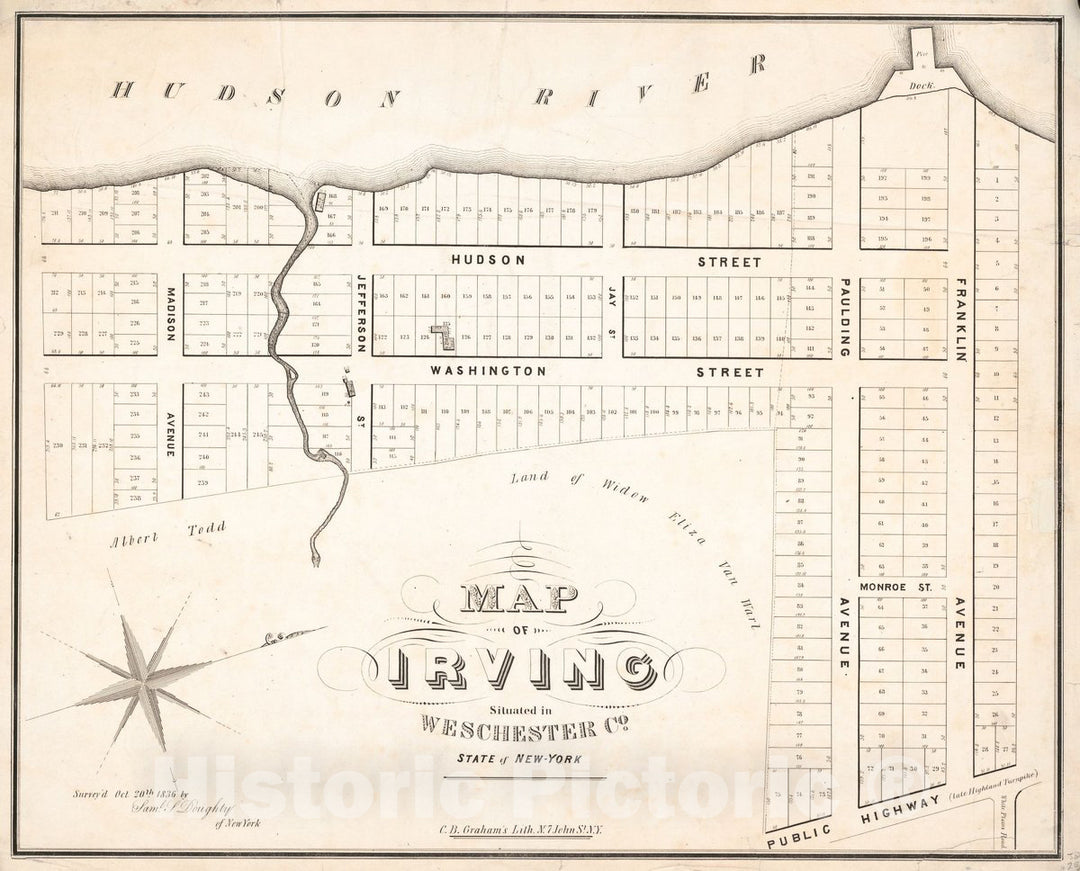 Historic 1836 Map - Map of Irving, situated in Westchester Co, State of New-York
