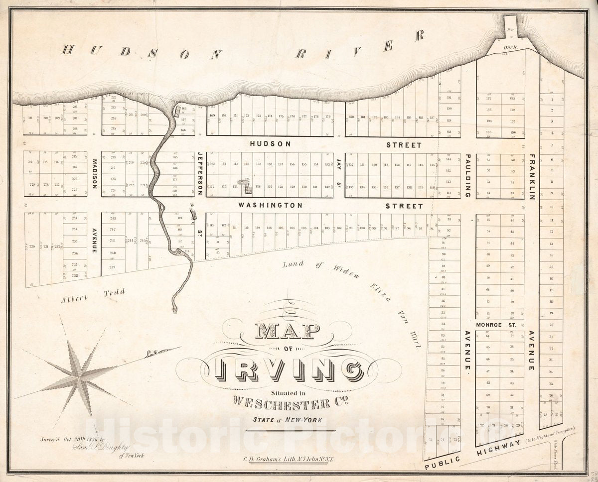 Historic 1836 Map - Map of Irving, situated in Westchester Co, State of New-York
