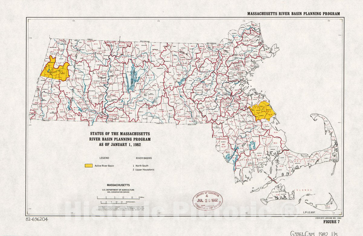 Historic 1982 Map - Status of The Massachusetts River Basin Planning Program as of January 1, 1982 : Massachusetts