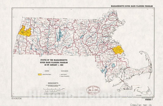 Historic 1982 Map - Status of The Massachusetts River Basin Planning Program as of January 1, 1982 : Massachusetts