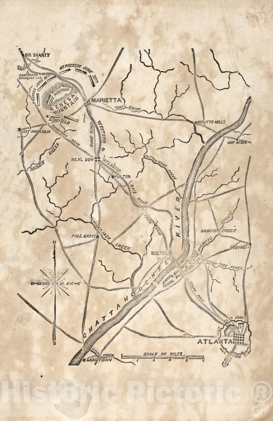 Historic Map - Civil War Proof maps : United States. - Marietta to Atlanta, GA