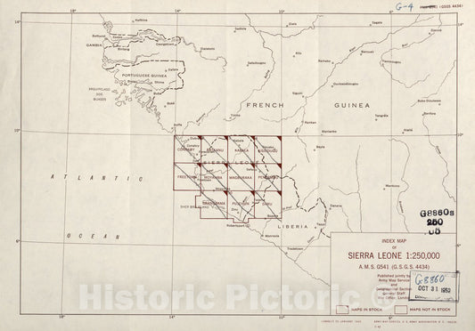 Historic 1942 Map - Sierra Leone, Africa - 1:250,000