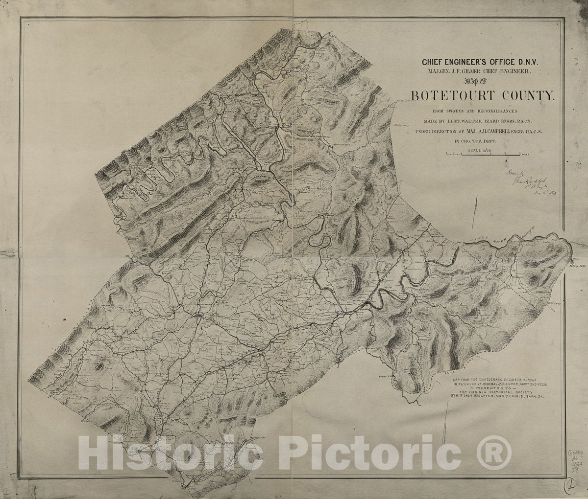 Historic 1864 Map - Map of Botetourt County.