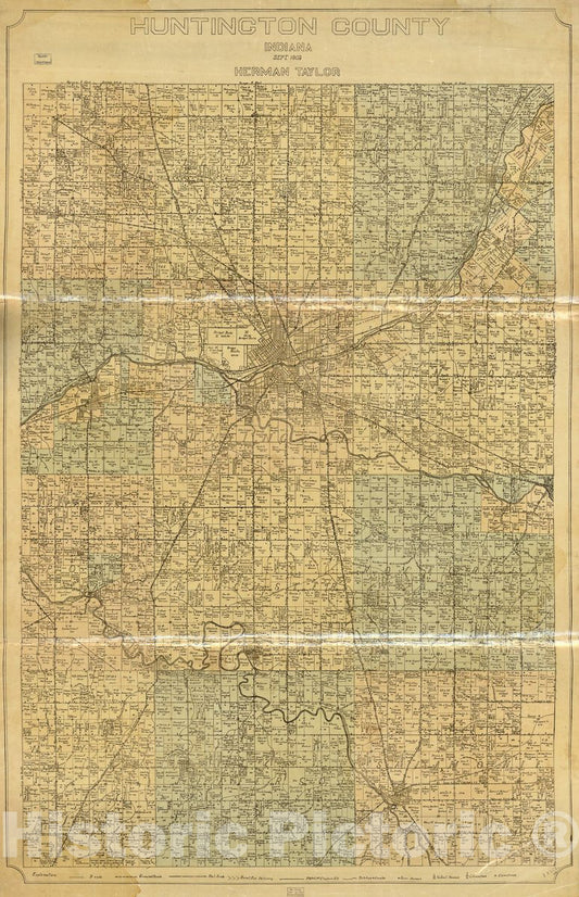 Historic 1903 Map - Huntington County, Indiana