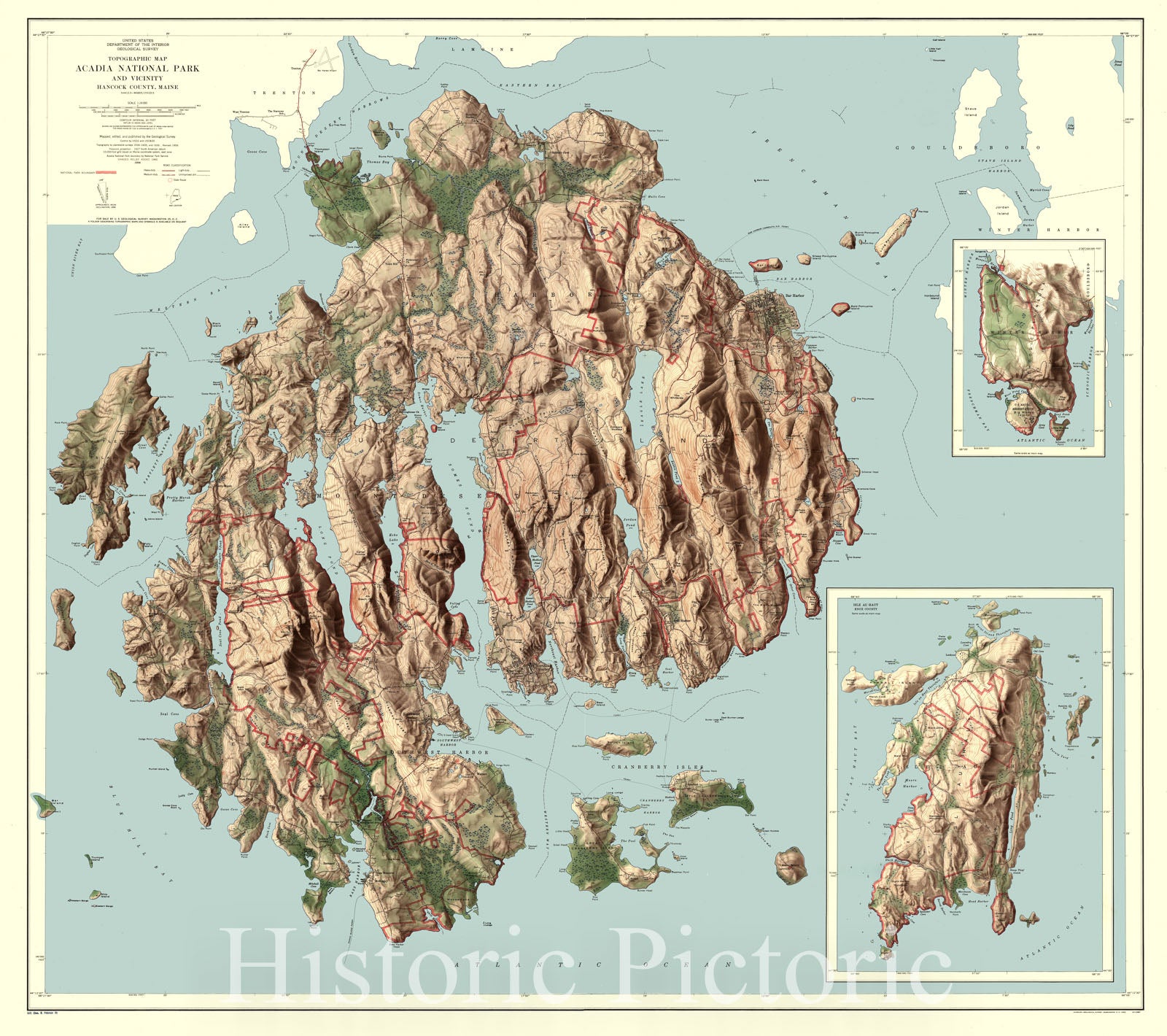 Historic 1960 Map - Topographic map, Acadia National Park and Vicinity, Hancock County, Maine.