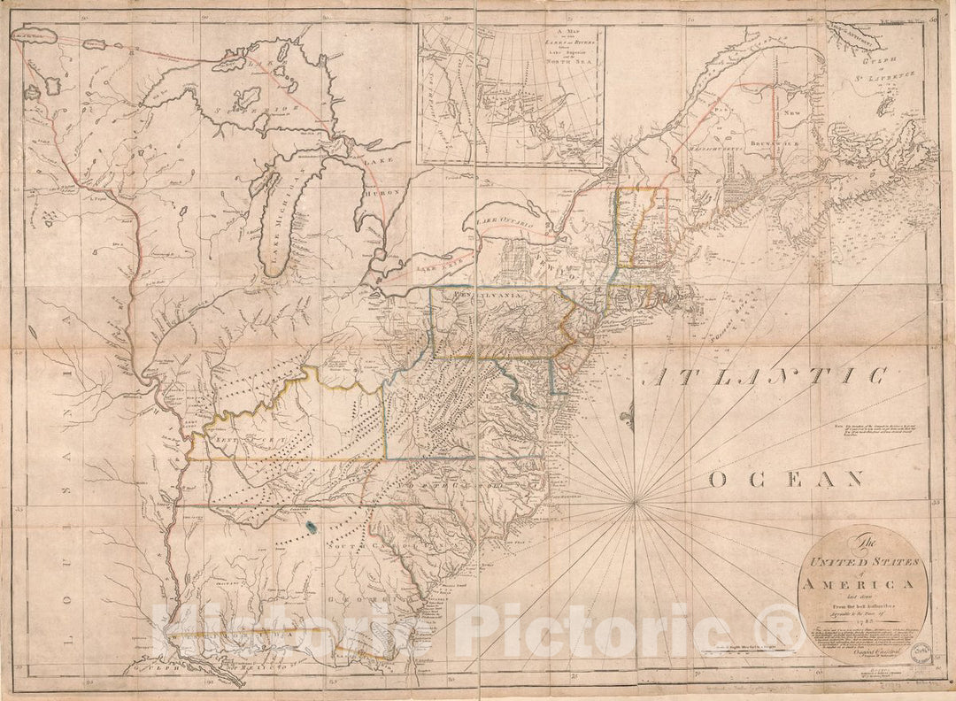 Historic 1791 Map - The United States of America, Laid Down from The Best Authorities, Agreeable to The Peace of 1783