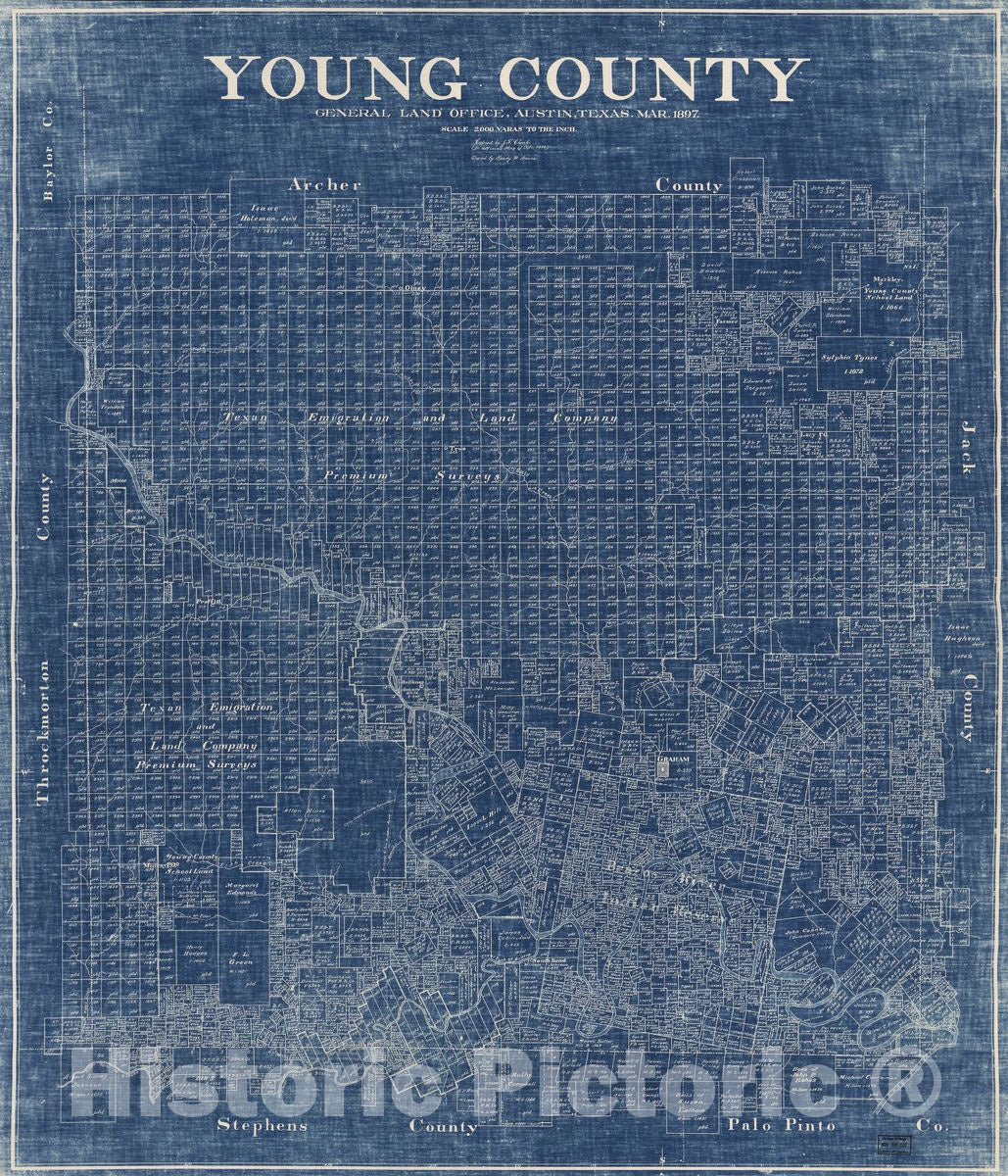 Historic 1897 Map - Young County.