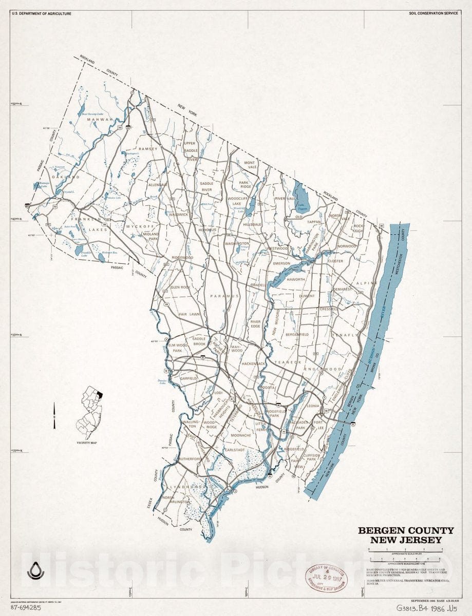 Historic 1986 Map - Bergen County, New Jersey