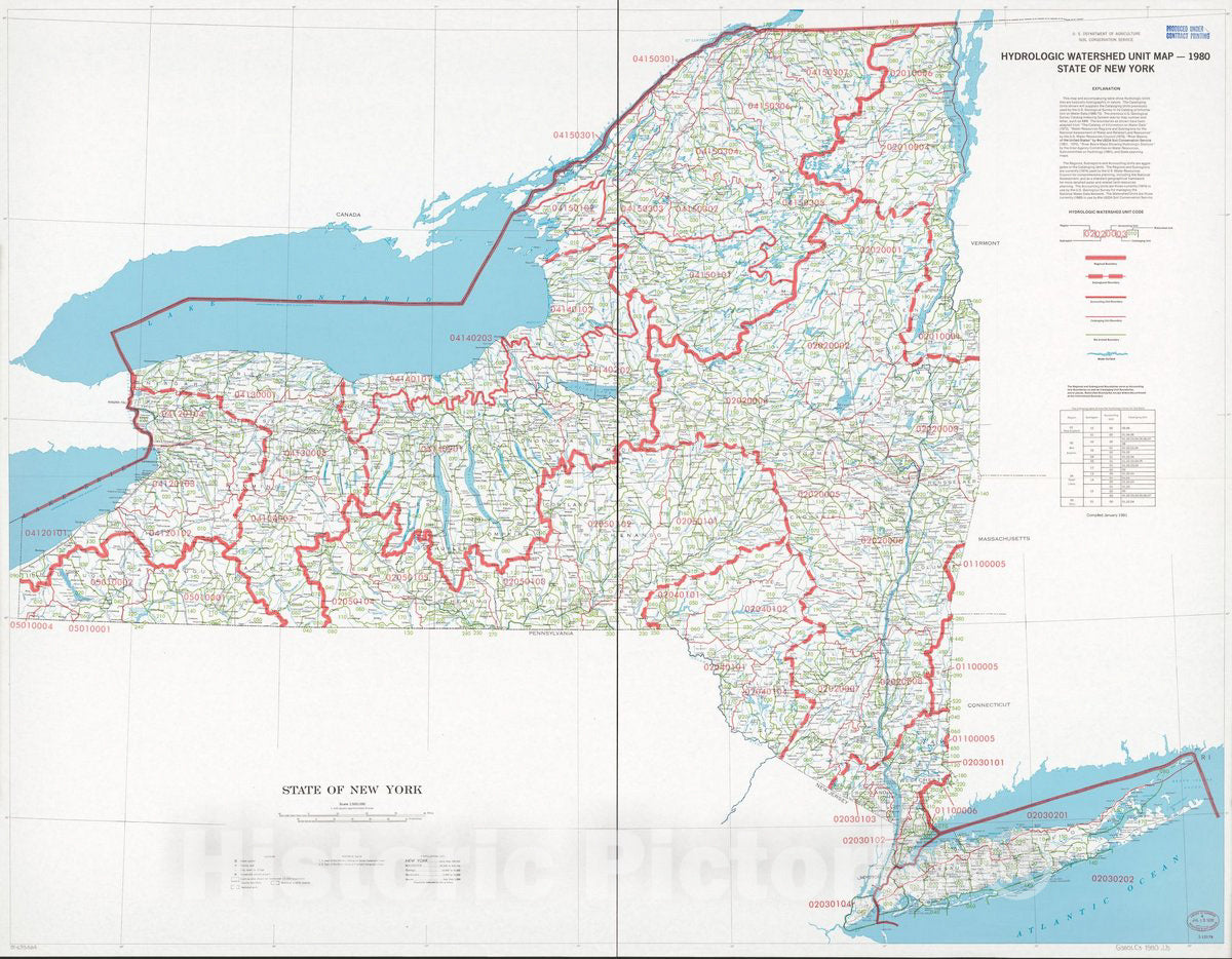Historic 1980 Map - Hydrologic Watershed Unit map-1980, State of New York