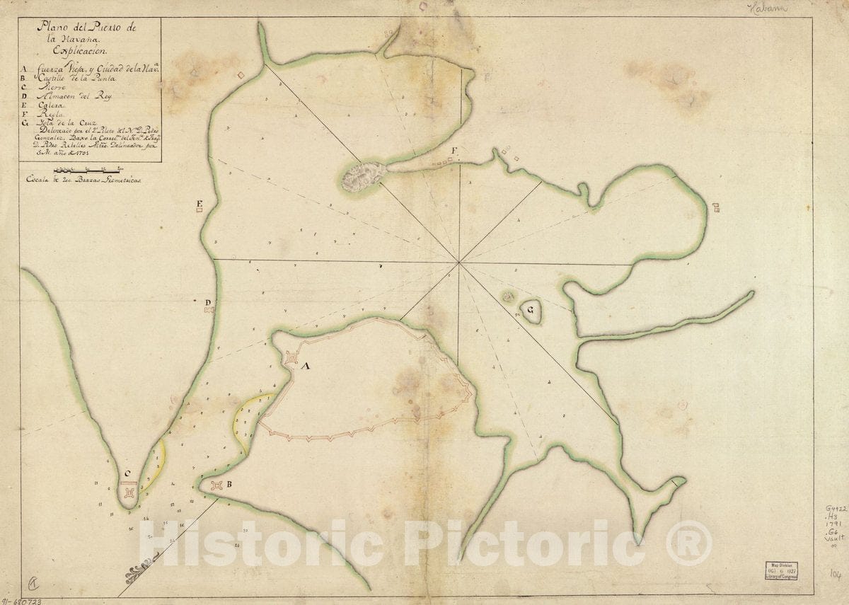 Historic 1791 Map - Plano del Puerto de la Havana