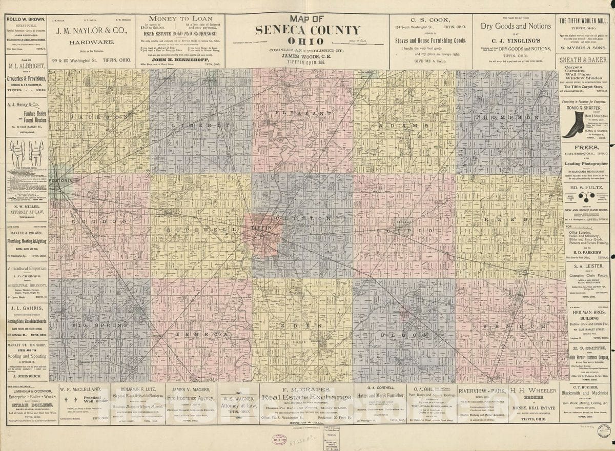 Historic 1896 Map - Map of Seneca County, Ohio