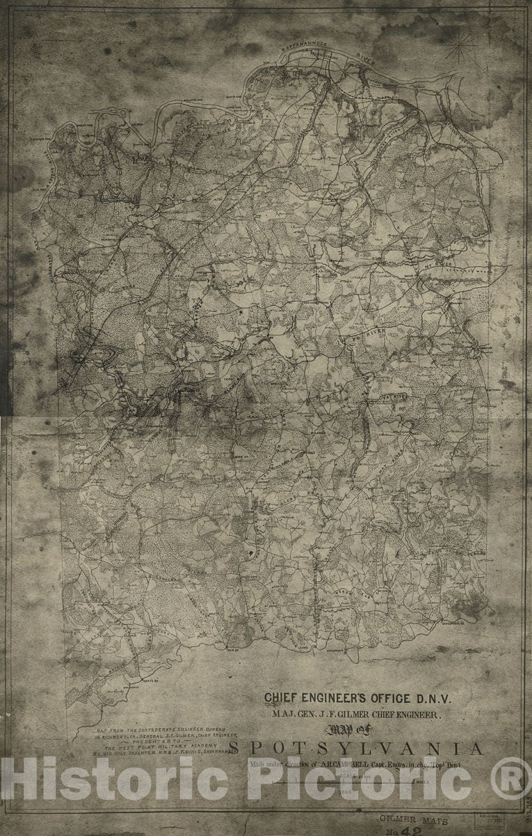 Historic 1863 Map - Map of Spotsylvania