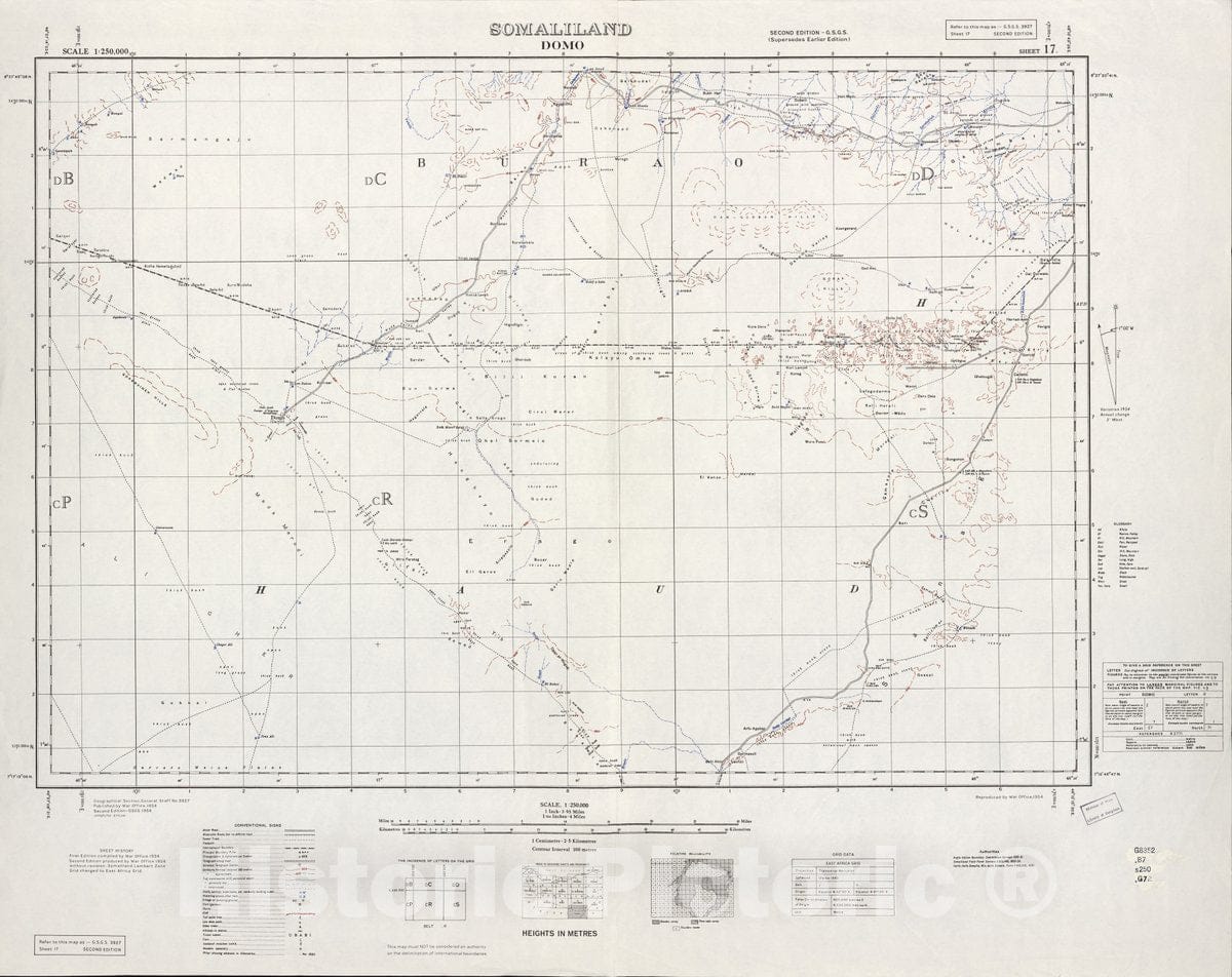 Historic 1952 Map - Somaliland 1:250,000.