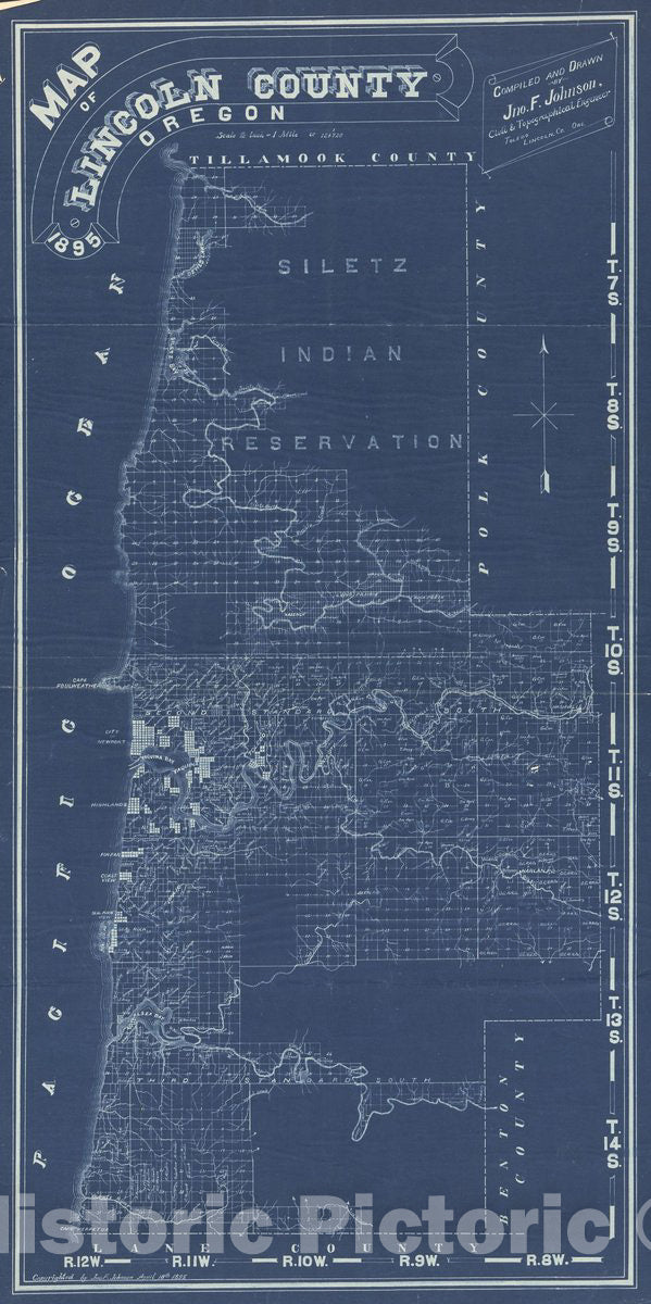 Historic 1895 Map - Map of Lincoln County, Oregon, 1895
