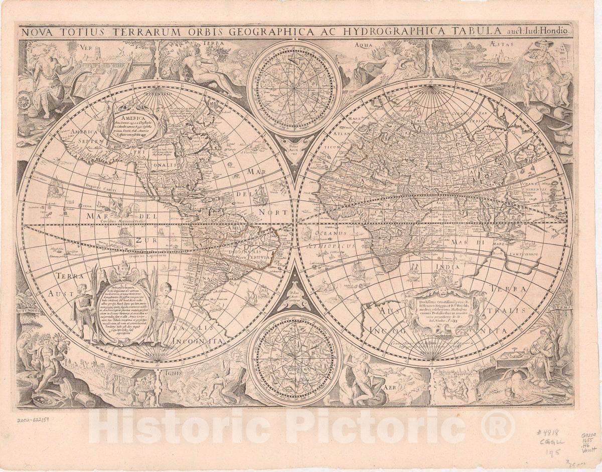 Historic 1655 Map - Nova totius terrarum orbis geographica ac hydrographica Tabula