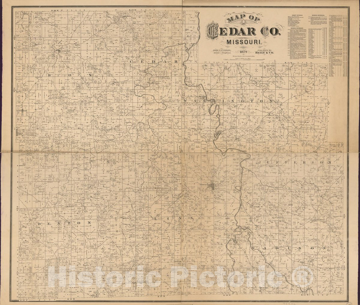 Historic 1879 Map - Map of Cedar Co. Missouri