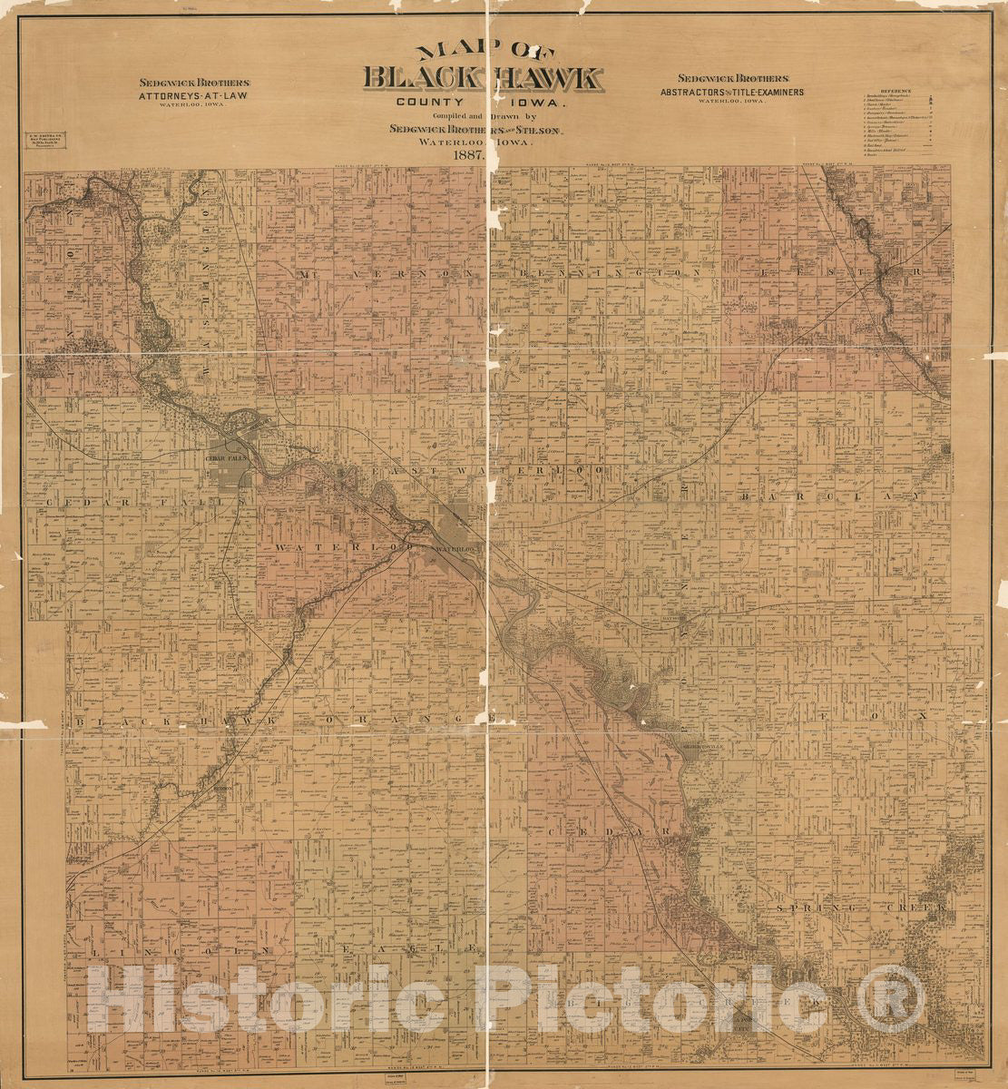 Historic 1887 Map - Map of Black Hawk County, Iowa
