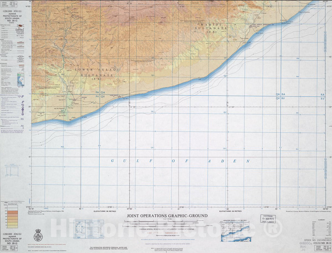 Historic Map - Joint Operations Graphic (Ground). - Ahwar, Protectorate of South Arabia