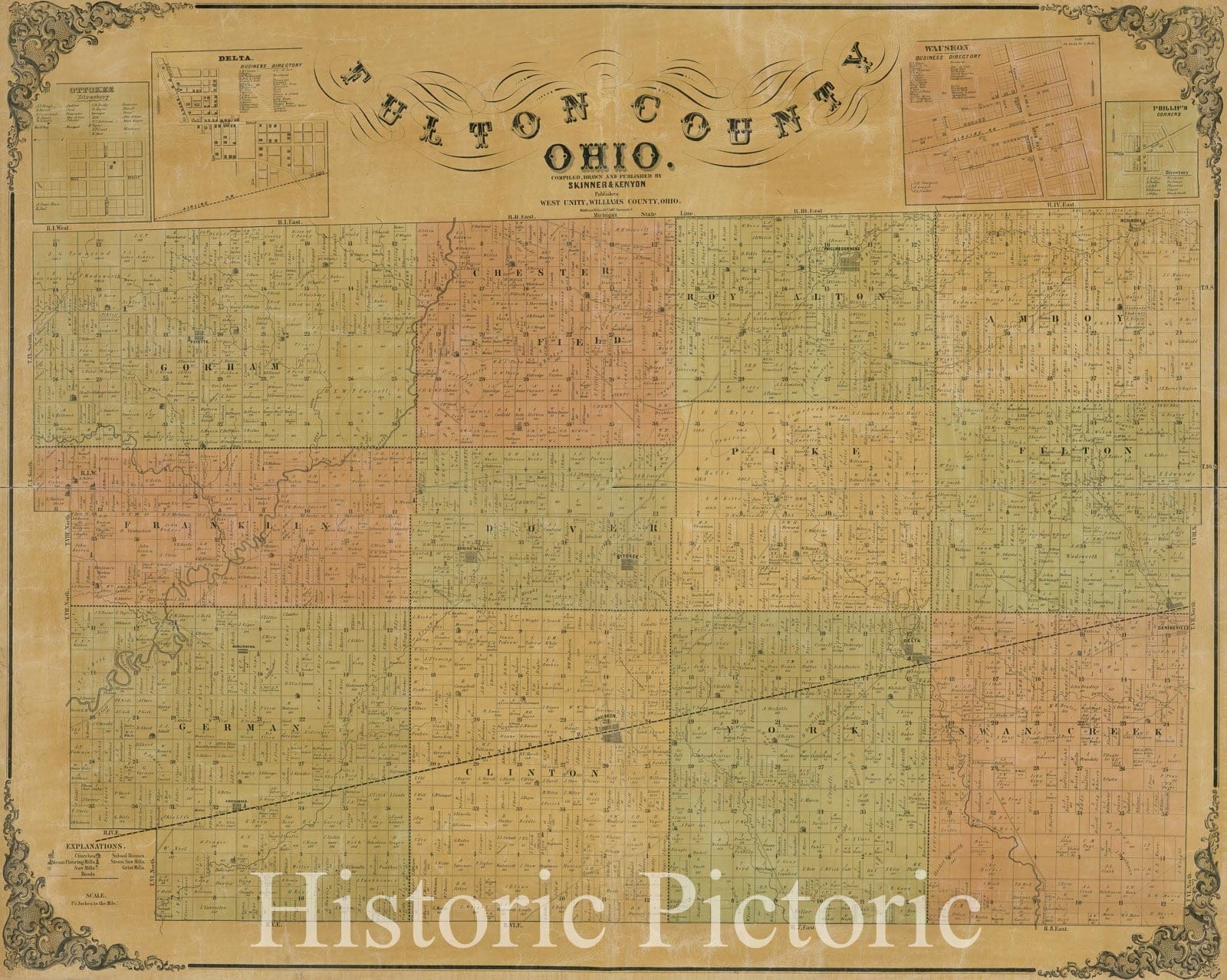 Historic 1850 Map - Fulton County, Ohio