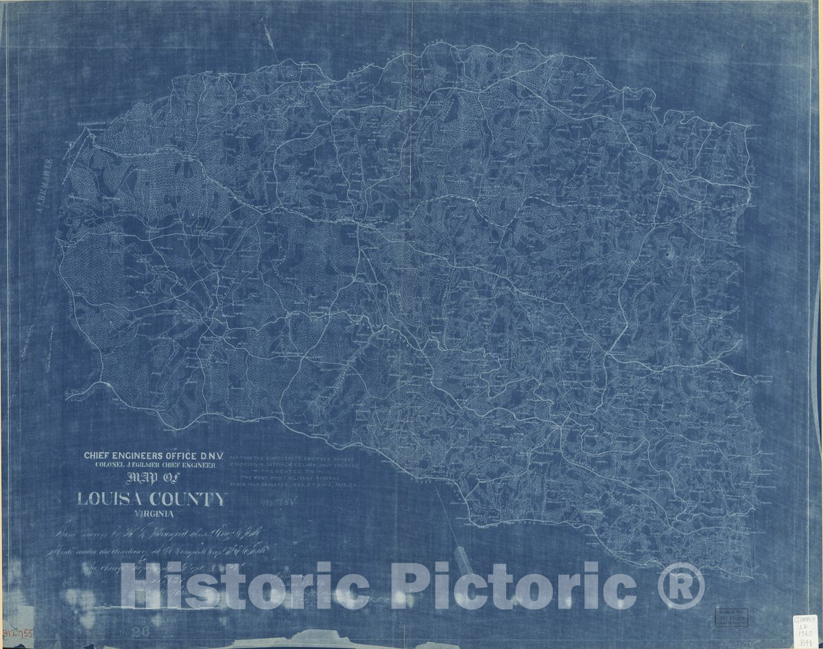 Historic 1863 Map - Map of Louisa County, Virginia.