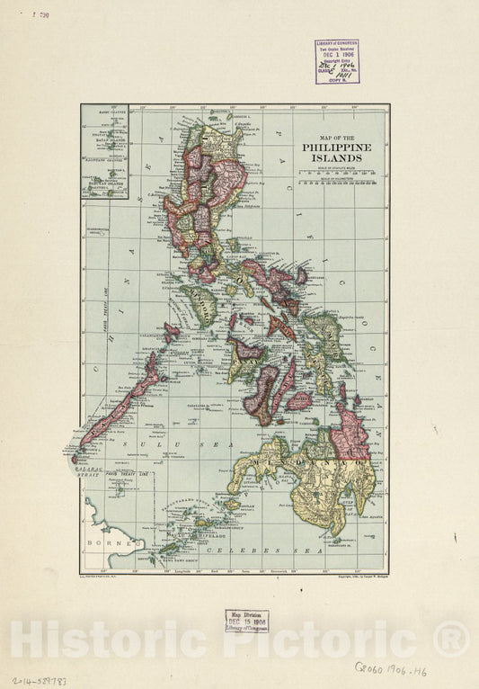 Historic 1906 Map - Map of The Philippine Islands.