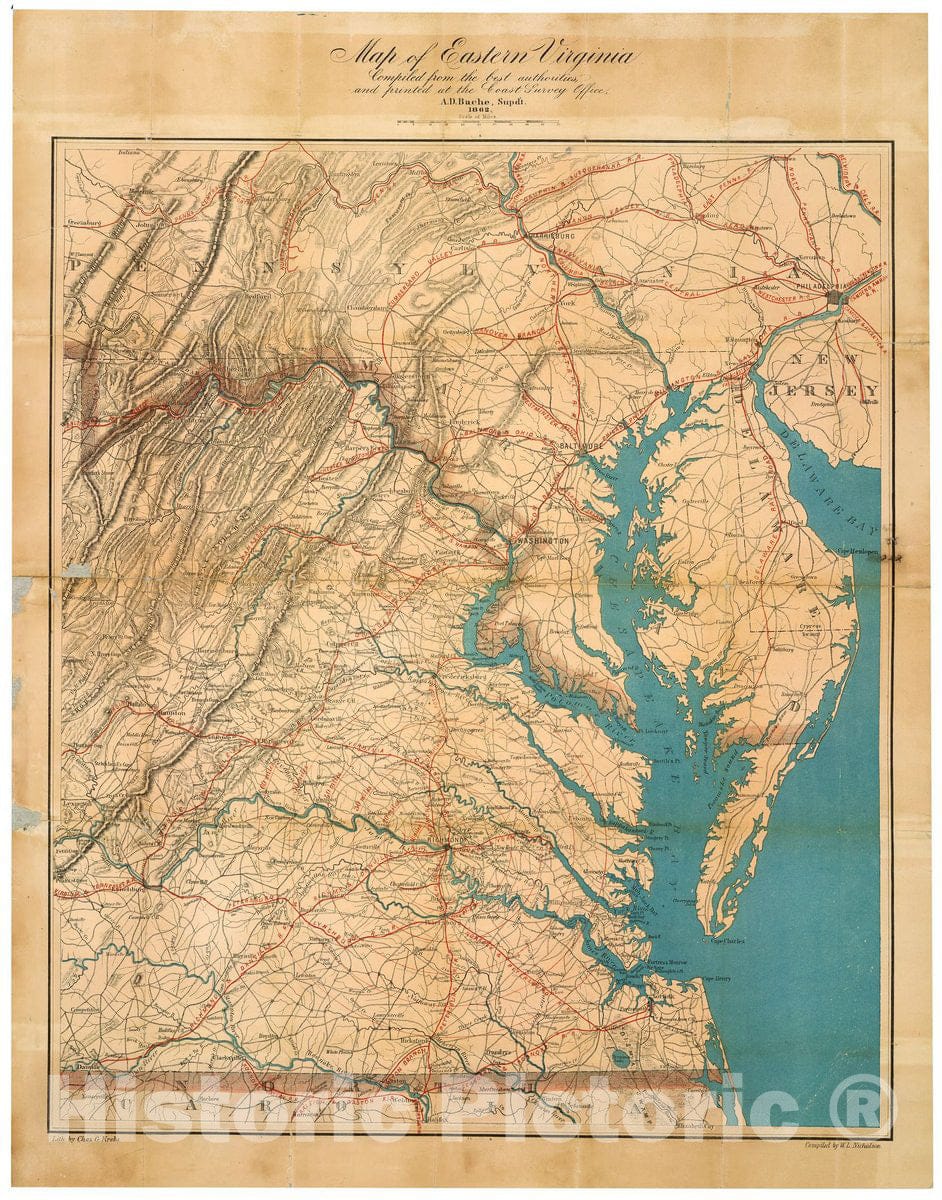 Historic 1862 Map - Map of Eastern Virginia, 1862 2