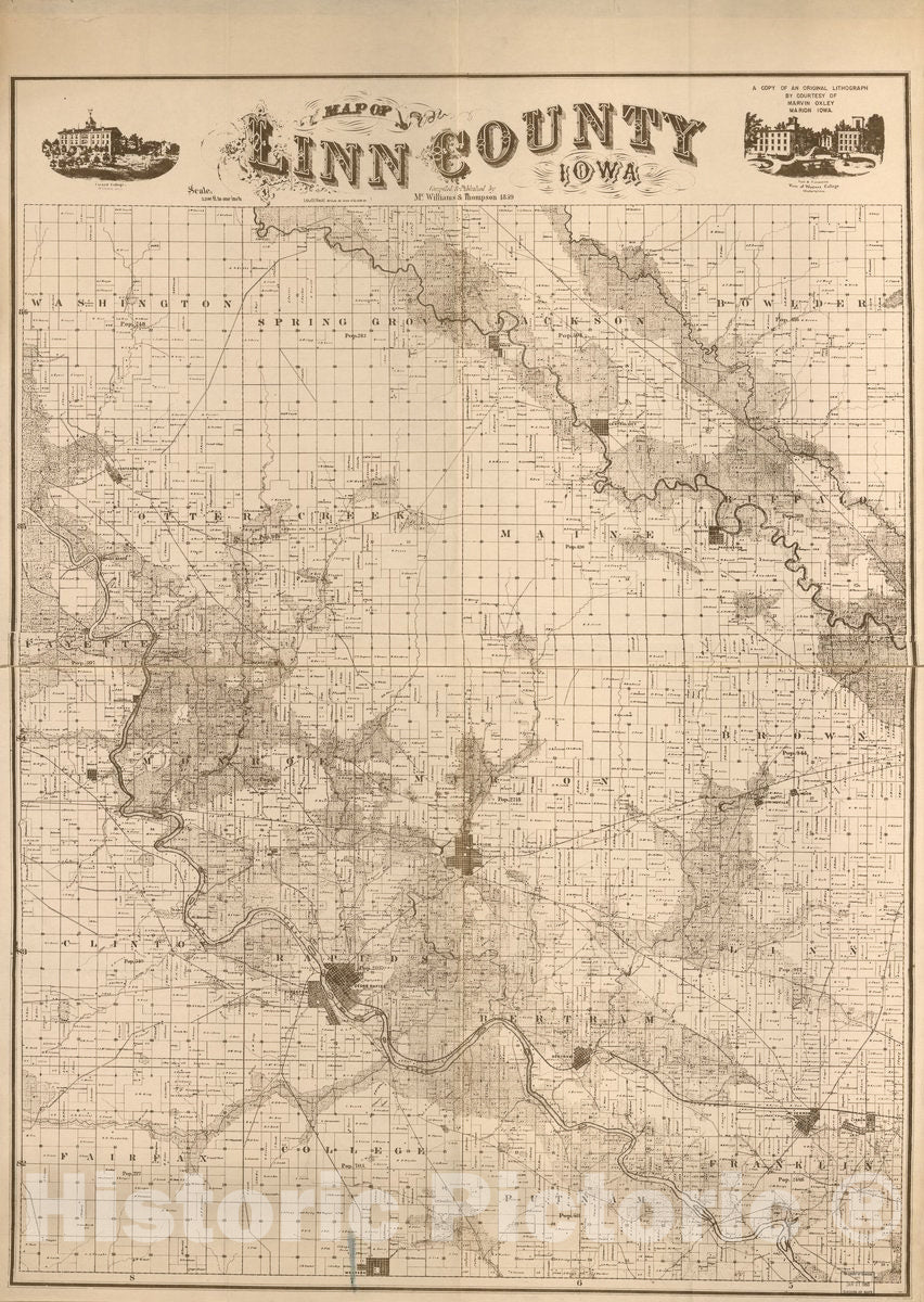 Historic 1949 Map - Map of Linn County, Iowa