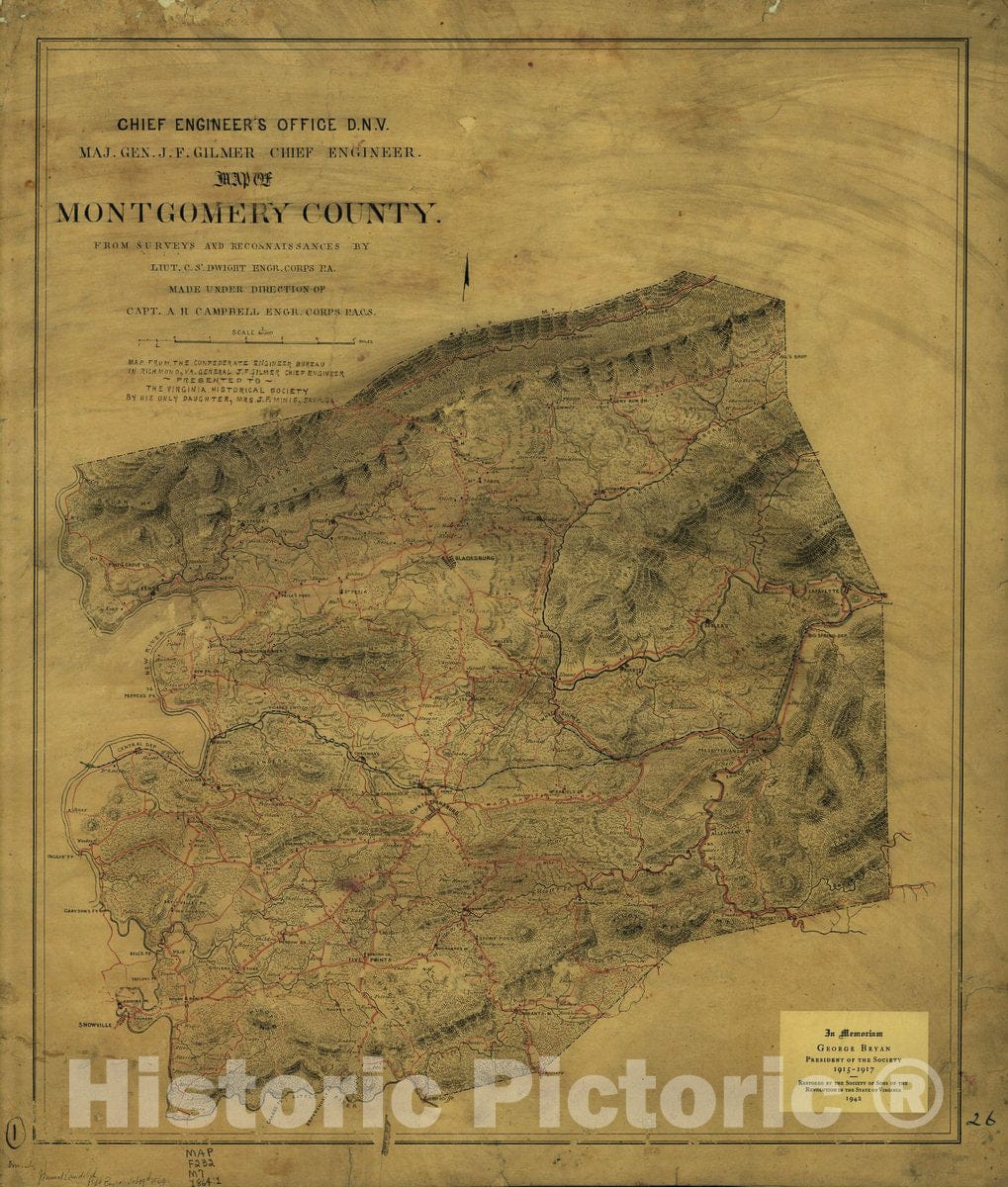 Historic 1864 Map - Map of Montgomery County