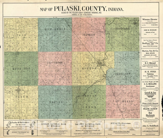Historic 1907 Map - Map of Pulaski County, Indiana