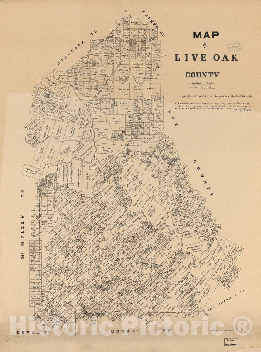Historic 1879 Map - Map of Live Oak County.