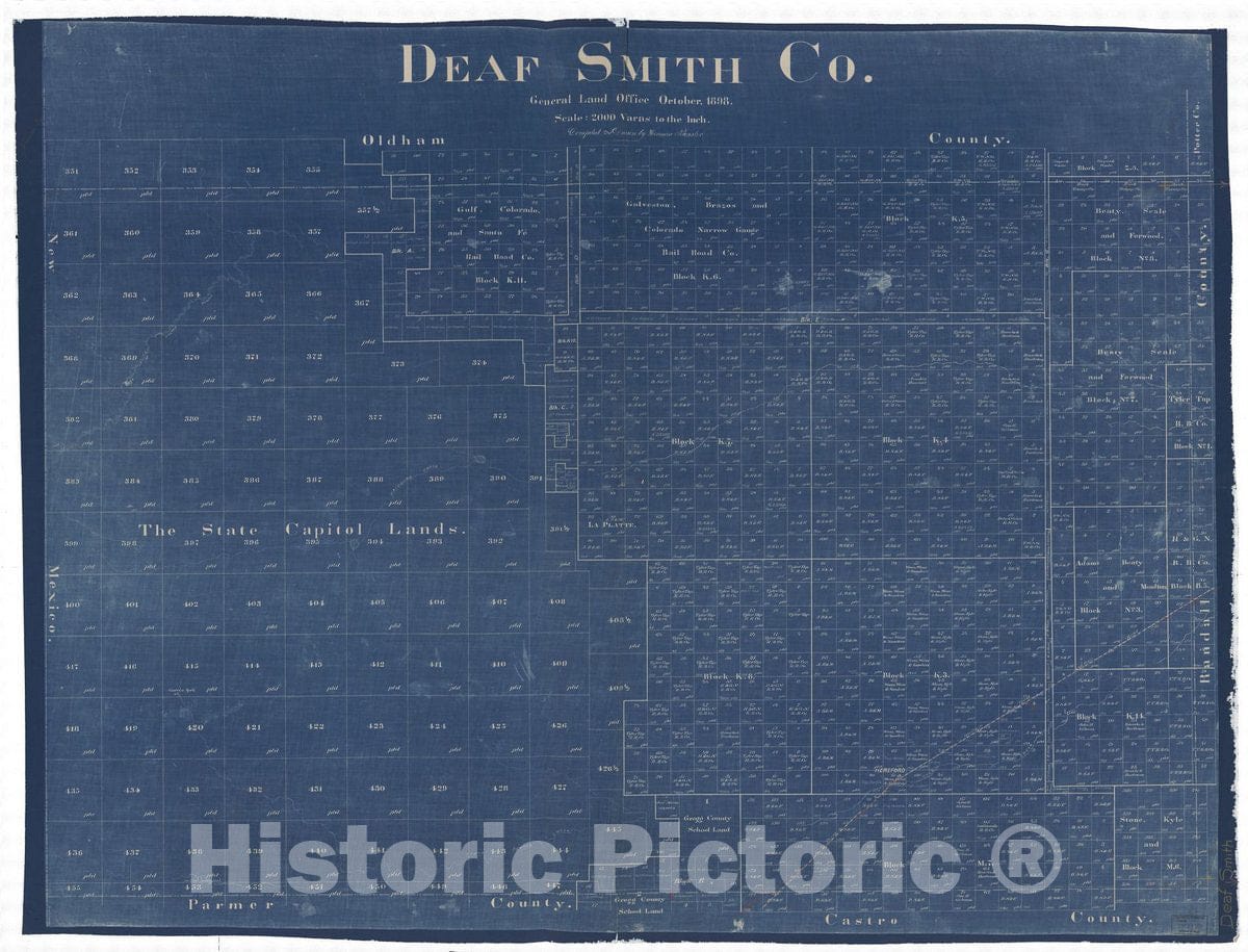 Historic 1898 Map - Deaf Smith Co.