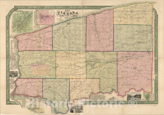 Historic 1852 Map - Map of Niagara County, New York