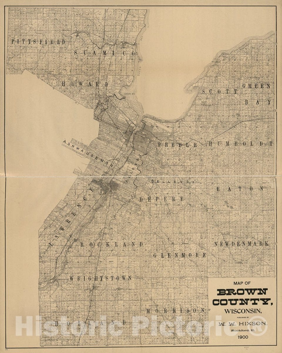 Historic 1900 Map - Map of Brown County, Wisconsin.