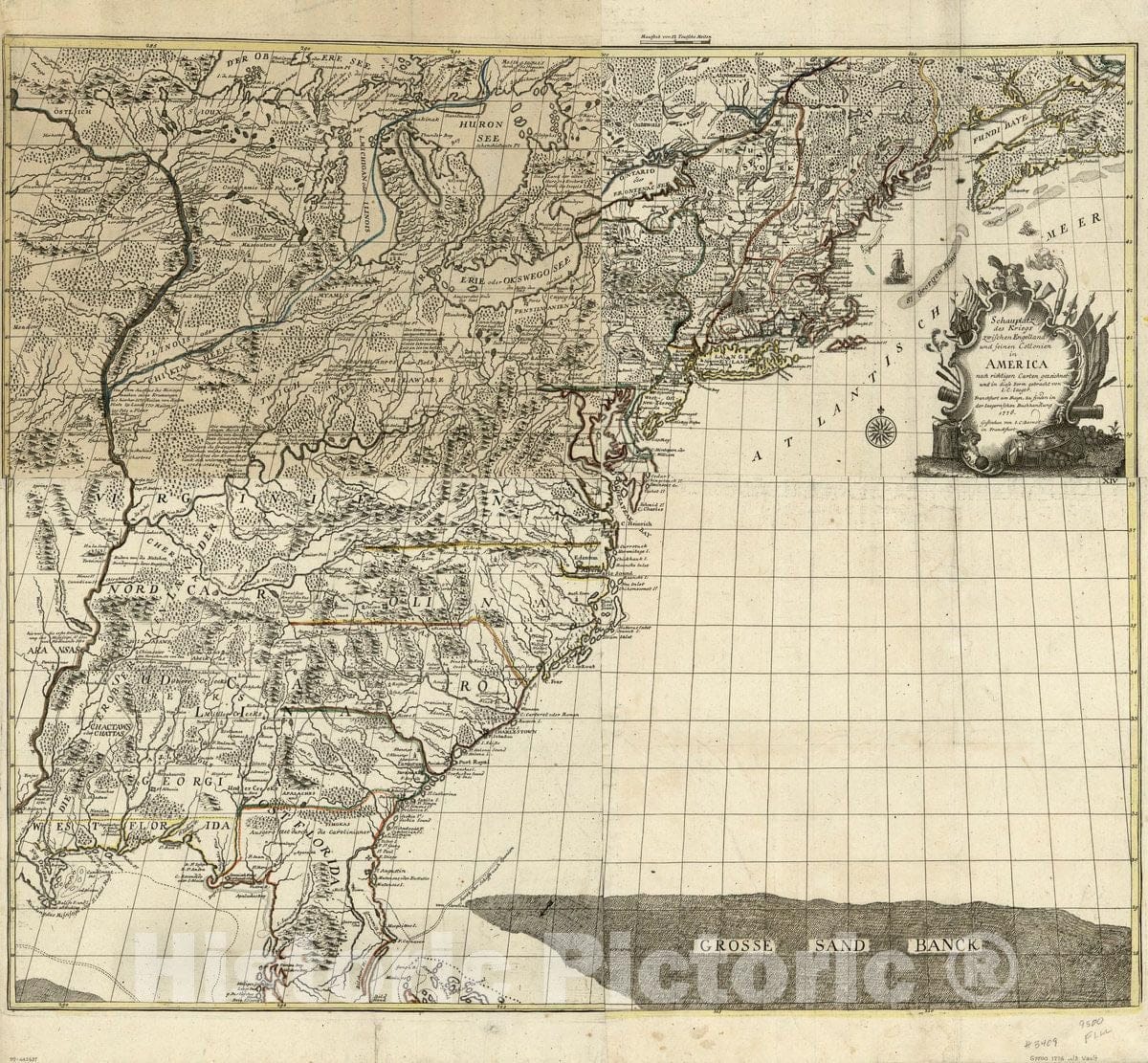 Historic 1776 Map - Schauplatz Des Kriegs Zwischen Engelland Und Seinen Collonien In - Vintage Wall Art