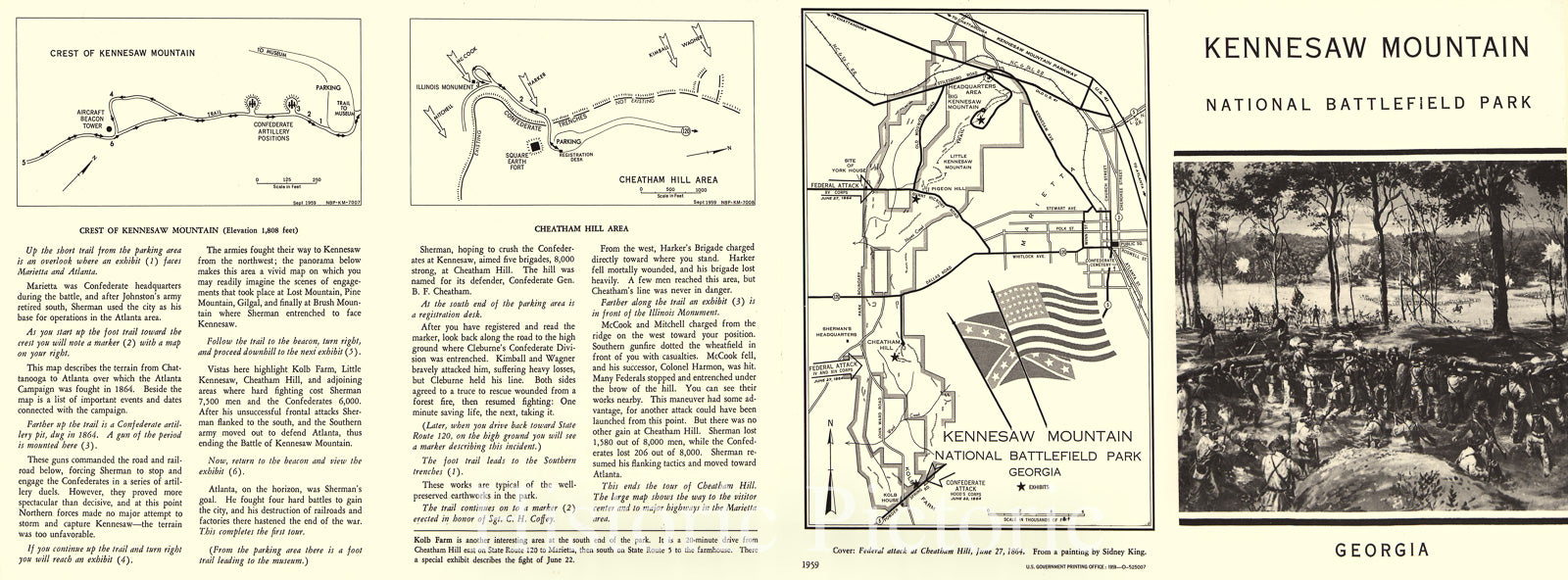 Historic 1959 Map - Kennesaw Mountain National Battlefield Park, Georgia.