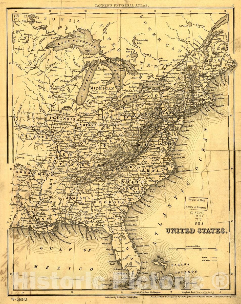 Historic 1835 Map - United States.