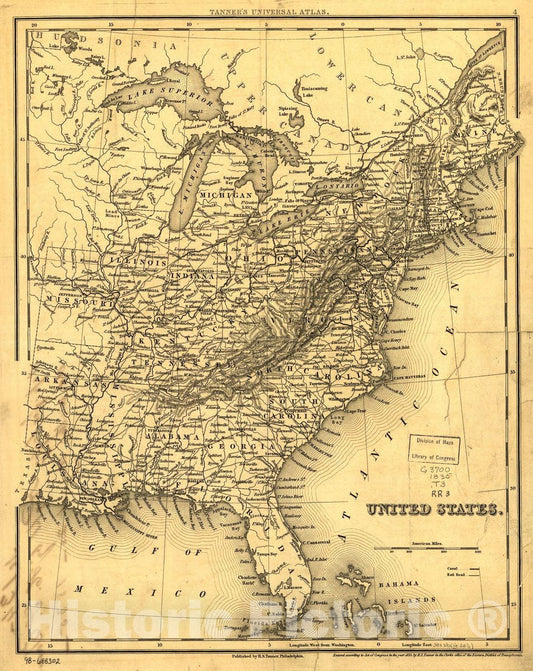 Historic 1835 Map - United States.