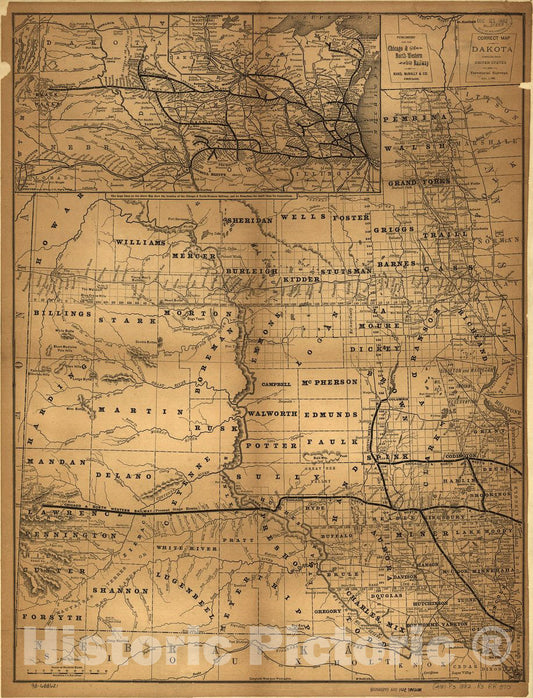 Historic 1882 Map - Correct map of Dakota compiled from United States and Territorial surveys Nov. 1, 1882.