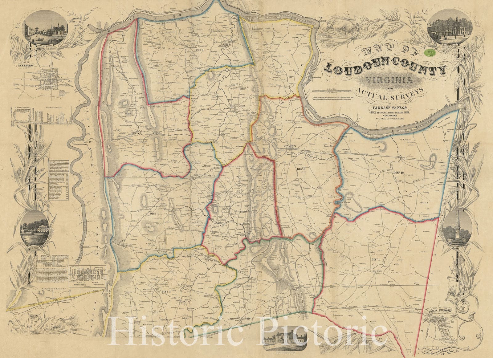 Historic 1854 Map - Map of Loudoun County, Virginia