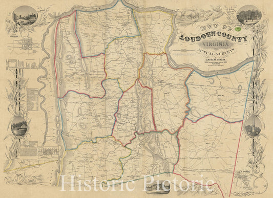 Historic 1854 Map - Map of Loudoun County, Virginia