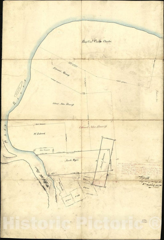 Historic 1853 Map - Map Showing conflicting Grants at The Junction of The Ohio and Mississippi Rivers