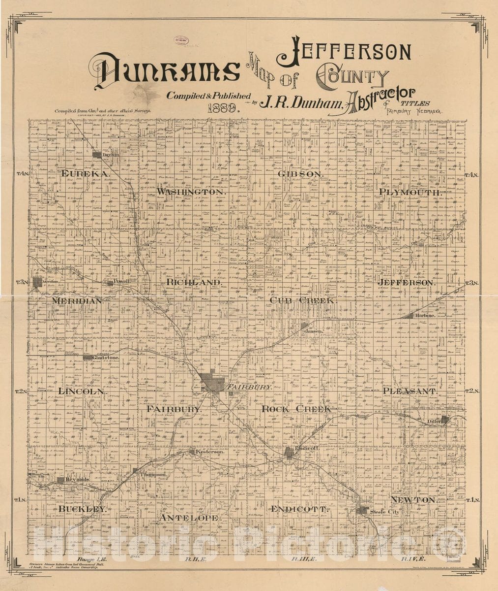 Historic 1889 Map - Dunham's map of Jefferson County