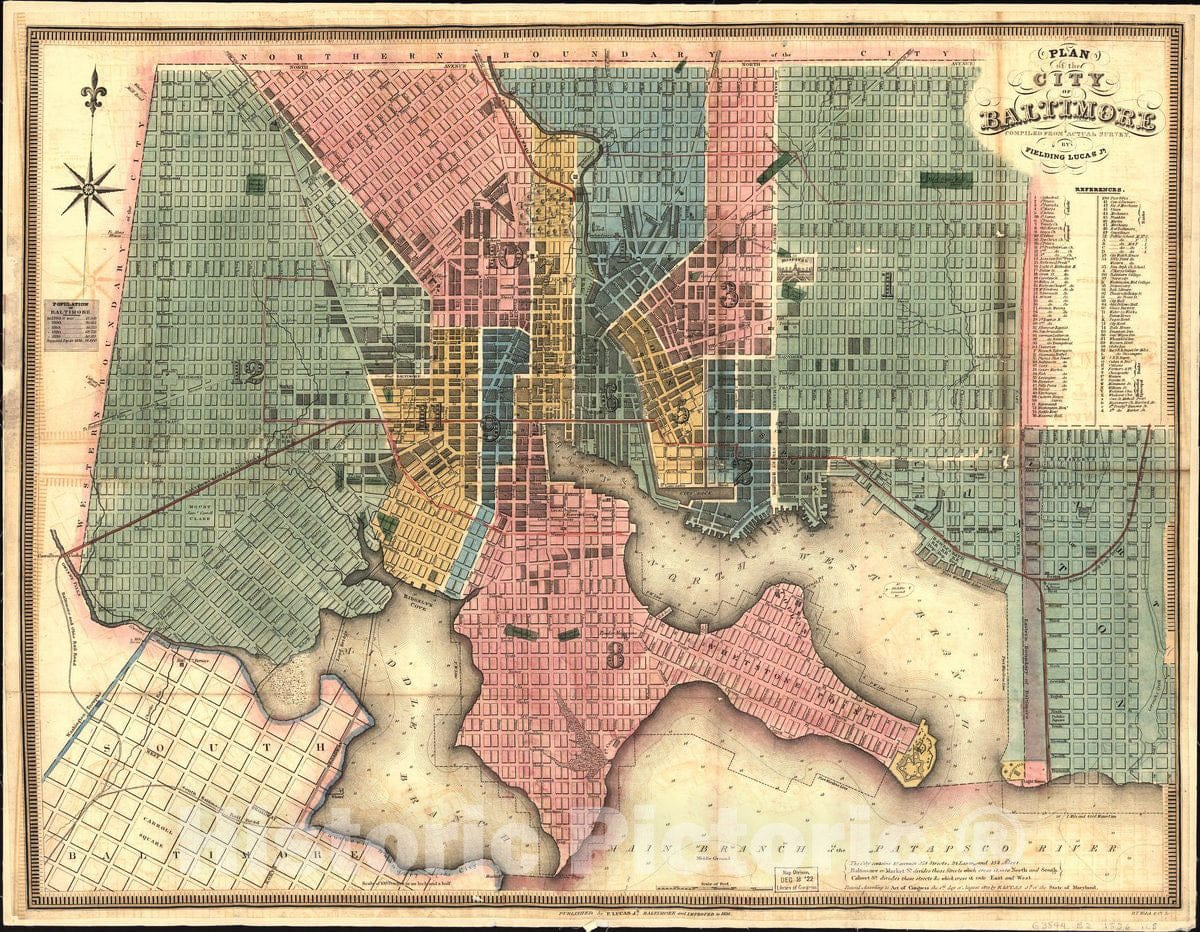 Historic 1836 Map - Plan of The City of Baltimore