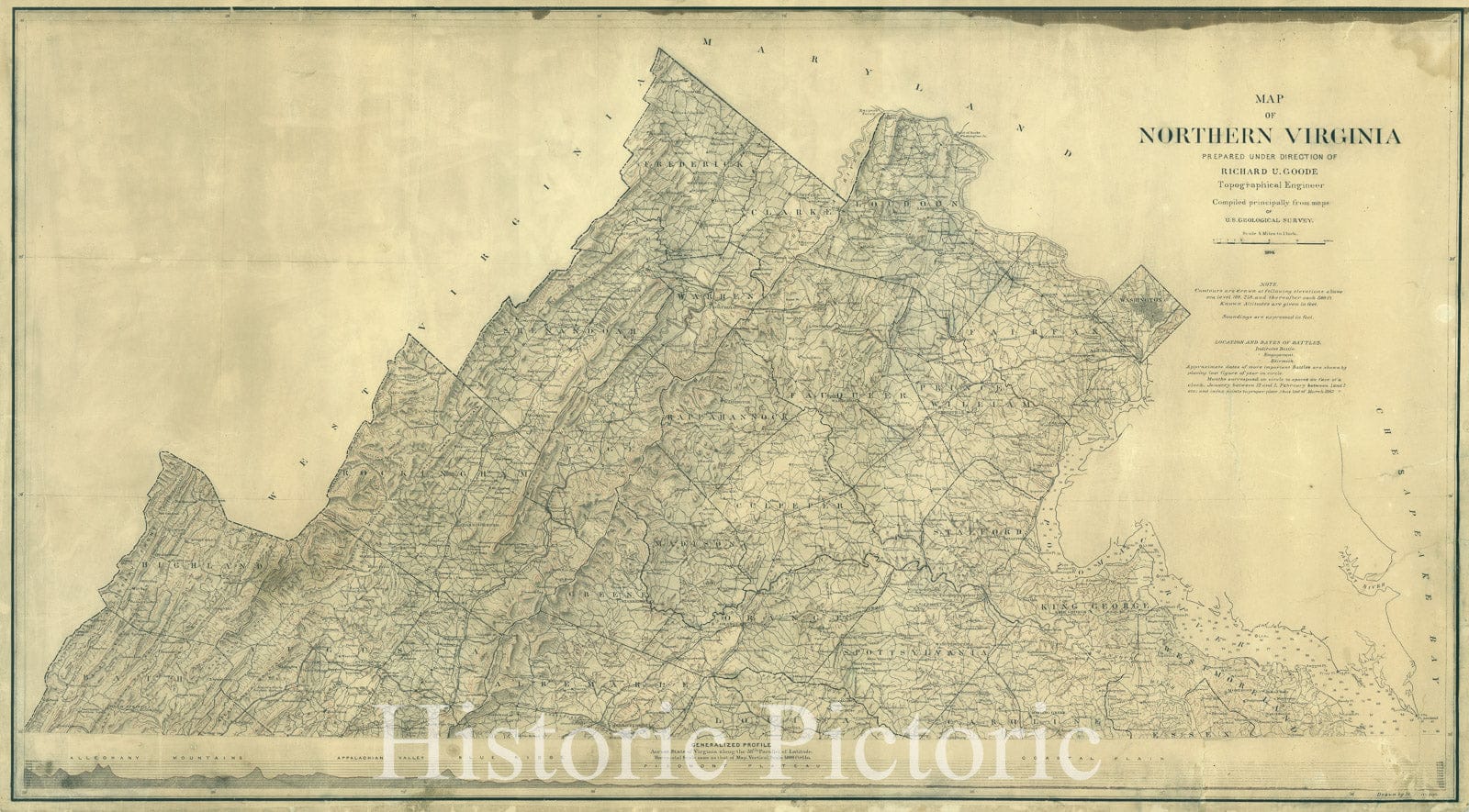 Historic 1894 Map - Map of Northern Virginia