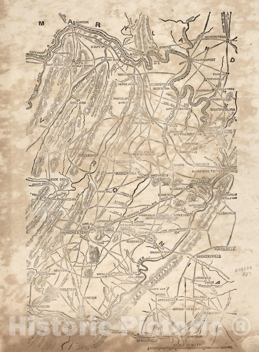 Historic Map - Civil War Proof maps : United States. - Hagerstown, MD to Front Royal, VA
