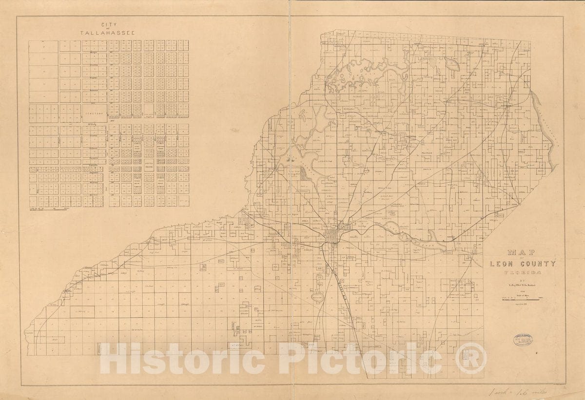 Historic 1883 Map - Map of Leon County, Florida
