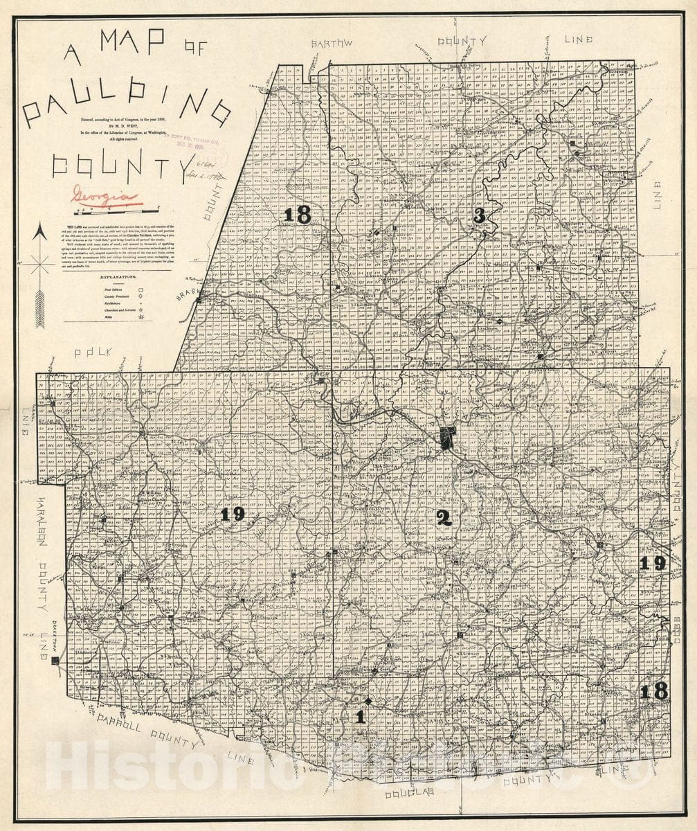 Historic 1896 Map - A map of Paulding County.